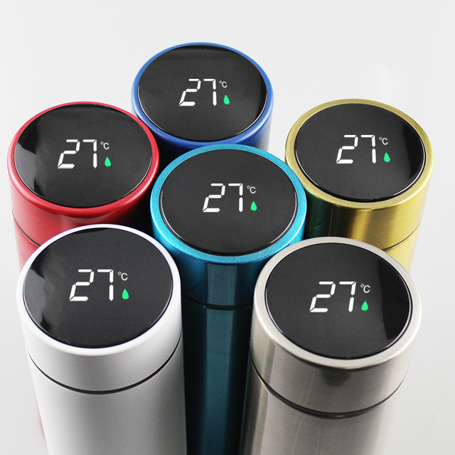17oz Stainless Steel Vacuum Insulated Thermos Flask Travel Mug Smart Water Bottle With Led Temperature Display Business Gift Gym