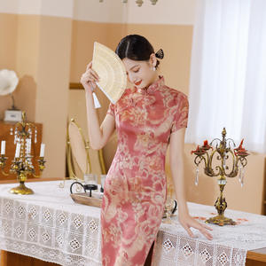 Verano otoño nueva manga corta satén largo estilo joven falda fina grande para mujer al por mayor - Product Image 3