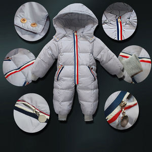 Combinaison d'hiver décontractée en coton pour bébé avec fermeture éclair, ensembles de vêtements pour garçons et filles, barboteuse blanche, combinaison rampante - Product Image 3