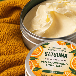 Beurre corporel Satsuma, crème nourrissante et hydratante pour peaux normales, soin corporel végétalien - Product Image 3
