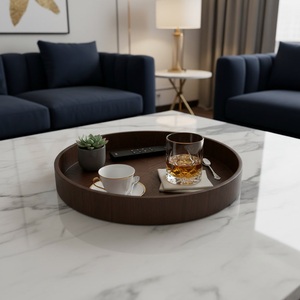 <span class=keywords><strong>Plateau</strong></span> <span class=keywords><strong>de</strong></span> service rond en bois personnalisable en gros, <span class=keywords><strong>plateau</strong></span> décoratif en placage <span class=keywords><strong>de</strong></span> noyer à motif parquet pour le petit-déjeuner et la décoration intérieure - Product Image 3