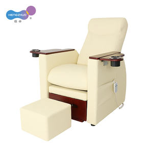 Geen Sanitair Pedicure Stoelen En Kruk Set Op Maat Lederen Ligbank Rugleuning Verstelbare Houten Basis Voor Nagelsalon - Product Image 1