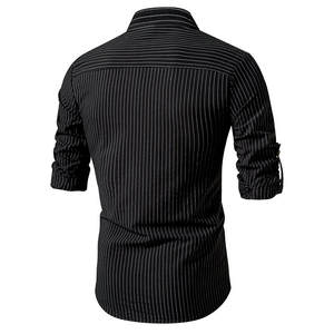Chemise à manches longues pour <span class=keywords><strong>homme</strong></span>, col Henry, rayée, décontractée, slim, nouvelle conception, printemps-automne, prix <span class=keywords><strong>de</strong></span> gros d'usine 2025 - Product Image 3