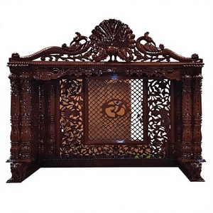 Templo/Mandir Moderno de Madera de Teca Tallada con Base Abierta, Unidad de Pooja Hindú de Madera de Teca al por Mayor, Templo de Madera Sagwan de Gran Tamaño para el Hogar - Product Image 6