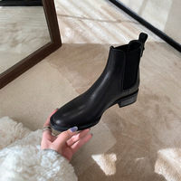 Bottines rétro pour femmes, automne et hiver, confortables, à talon bas, élégantes, noir, café, beige