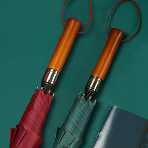 8ボーン木製ハンドル黒ゴム製傘ストレートポール傘カスタムロゴ在庫あり - Product Image 3