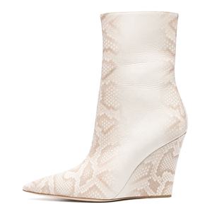 <span class=keywords><strong>Bottines</strong></span> sur mesure grande taille à bout pointu en cuir PU effet <span class=keywords><strong>serpent</strong></span>, <span class=keywords><strong>bottines</strong></span> à talon compensé pour femmes, fournisseur - Product Image 2