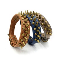 Collier pour chien vintage punk clouté en PU, robuste et réglable, pour chiens de taille moyenne et grande