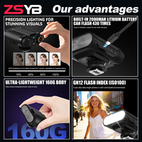 Flash portable professionnel mini Speedlite pour appareil photo avec batterie rechargeable intégrée, lampe de poche pour photographie