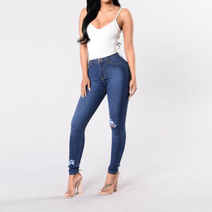 <span class=keywords><strong>Jeans</strong></span> <span class=keywords><strong>Rotos</strong></span> Ajustados para <span class=keywords><strong>Mujer</strong></span> S-3XL, Pantalones Vaqueros de Lápiz Skinny de Cintura Alta, Estilo Novio con Elástico en la Cintura - Product Image 3
