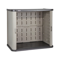 Armoire de rangement extérieure TOPPLA en plastique HDPE gris moderne, antirouille, pour salle de classe, outils de balcon, balais et articles sanitaires, garantie 5 ans