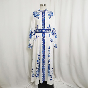 Abito da donna musulmano Maxi Abaya O collo Vintage stampa caftano linea di moda Dubai <span class=keywords><strong>turchia</strong></span> <span class=keywords><strong>abbigliamento</strong></span> Islam - Product Image 5