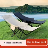 Chaise lune d'extérieur pliable à quatre vitesses réglables, robuste et épaissie, portable, pour camping, table et tabouret, idéale pour les siestes.