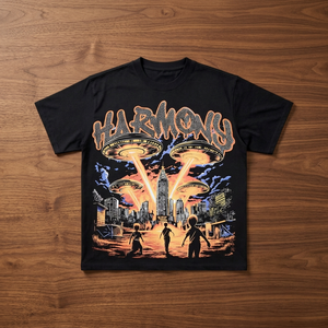 Camiseta con gráfico de alienígenas de Harmons, ropa de calle para hombre, camiseta de algodón de manga corta con cuello redondo - Product Image 4