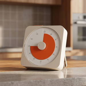 Minuteur Pomodoro et d'étude carré en plastique écologique de 60 minutes pour enfants avec lumière visuelle et design magnétique pour cuisine, piles AAA - Product Image 3