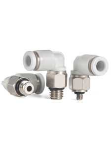 وصلة كوع صغيرة مدمجة من سلسلة <span class=keywords><strong>PL</strong></span> من ماركة NPPC طراز <span class=keywords><strong>PL</strong></span>-C4-M5 مع أنبوب بحجم 4 مم وسن ذكر M5 مع حلقة دائرية باللون الأسود أو الأبيض - Product Image 2