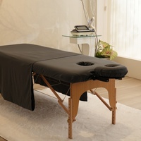 Offre Spéciale noir Spa Salon Table housse de protection Premium couvre-lit du visage ensemble 3 pièces Ultra doux microfibre Table de Massage ensemble de draps