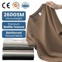 T-shirt Homme Premium en Maille Gaufrée Épaisse Respirante avec Logo Frontal Texture Vintage Manches Courtes Col Décontracté Coupe Ample Streetwear