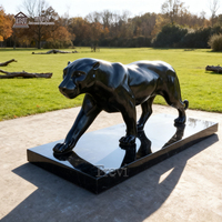 Statue de Panthère Noire en Bronze Taille Réelle, Sculpture Animale, Finition Antique Personnalisée, pour Jardin, Cour, Parc Animalier, Fabricant Grossiste