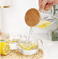 Carafe en verre, verres, récipient à eau, pichet à eau, rangement en verre avec couvercles en bambou CLASSIC 1000 ml 1200 ml 1500 ml