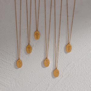 Collier <span class=keywords><strong>de</strong></span> <span class=keywords><strong>fleur</strong></span> ovale pour femme, en acier inoxydable, plaqué or 18K, bijoux commémoraux d'<span class=keywords><strong>amitié</strong></span>, cadeau idéal pour la fête des mères - Product Image 6