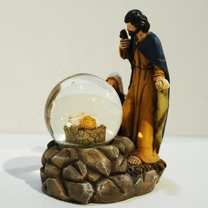 Decoración de Navidad poliresina Natividad bola de nieve Jesús Marial Religión Cristiana estatua Decoración Para Homedecor regalos - Product Image 3