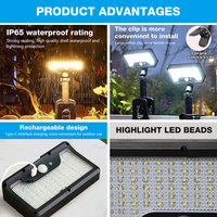 Lampe à clip solaire multifonction portable IP65, éclairage d'allée, lumière solaire LED de jardin extérieure