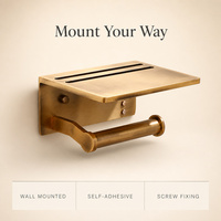 Porte-rouleau de papier toilette moderne en aluminium spatial bronze auto-adhésif avec étagère pour téléphone