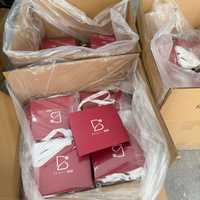 Schmuck Rote Papiertüten mit Eigenem Logo Kleine Kartontüten mit Bandgriff für Ringe Ohrringe Marke Maßgefertigt für Geschenke