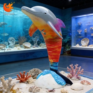 Kleurrijk beschilderd dolfijnensculptuur van glasvezel, <span class=keywords><strong>aquarium</strong></span> themapark decoratie, decoratie voor maritieme attractieparken - Product Image 1