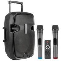 Sistema de Altavoces Portátil Pyle para PA, 300W, Karaoke Inalámbrico, Subwoofer de 12'', USB/SD/MP3/FM, Incluye Dos Micrófonos UHF y Control Remoto