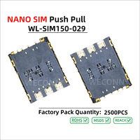 Connecteur de carte Nano SIM WECONN WL-SIM150-029 6PIN+1 H=1.40mm Push-Pull avec interrupteur de détection, connecteur de batterie personnalisable