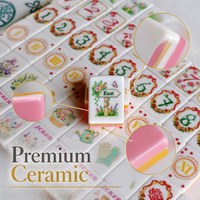Ensemble de tuiles de mahjong américaines roses luxueuses pour filles, 160 pièces en acrylique, gravées avec un motif de jardin de roses, avec tapis en cadeau