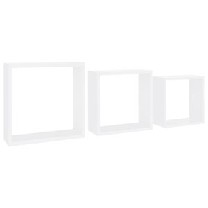 W2B VidaXL Set di 3 bianco MDF muro cubo scaffali piccolo cubo in legno cubo modello di pianta rustico per soggiorno cucina decorazione della parete - Product Image 1