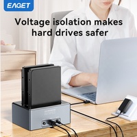 EAGET DE100 Dual Bay Hard Drive Docking Station USB 3.0 ke SATA Dengan Kloning Offline 2.5 3.5 Inch HDD SSD Duplikator untuk PC Laptop