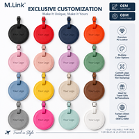 Étiquettes de bagages rondes en cuir PU pour valises avec porte-carte nominative, étiquettes d'identification anti-perte pour accessoires de voyage