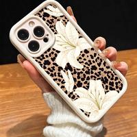 Coque de téléphone portable à imprimé léopard et fleurs pour iPhone 16 15 17 18 Pro Max, coque tendance couleur bonbon, antichoc, coque arrière en TPU