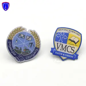 Custom Stainless Iron Epoxy Printing School Moving Forward Faith & Vision Award Pin Badge with Butterfly Clutch