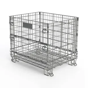 Trend Items 2023 Wire Mesh Container Pallet Metal Logistic Box Steel Stackable Collapsible Galvanized Storage Cage