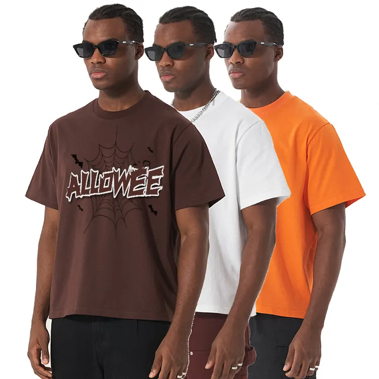 T-shirt boxy personalizzata AOXI 280gsm 320gsm t-shirt 100% cotone di alta qualità t-shirt streetwear oversize con logo personalizzato t-shirt