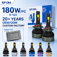 Phare LED 180W 18000LM H11 H3 H4 Super Lumineux IP67 SFIDA V30 Vente en Gros Directe Usine Fournisseur Fabricant