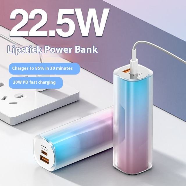 Promotional Gifts Waterproof Pocket Capsule Power Bank 5000mAh 20W Fast Charging Built-in Type-C Phone Holder