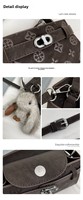 Sac à main et bandoulière pour femme, portable, tendance, en cuir PU gaufré avec pendentif lapin, fermeture magnétique, forme carrée, doublure en polyester