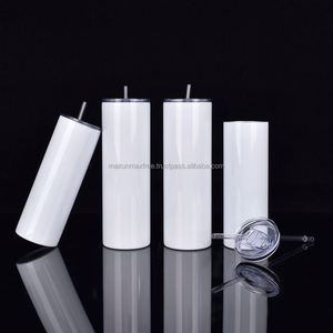 USA Warehouse <b>2</b> Days Delivery 20OZ White Sublimation Blanks Stainless Steel Skinny Straight Tumblers Straw Business Gifts - Product Image 4