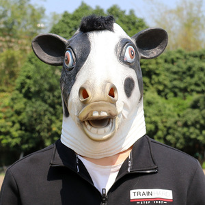 Máscara de Vaca Talla Única, Diseño Geométrico de Dibujos Animados, Accesorio para Fiesta de Halloween, Disfraz de Cosplay - Product Image 5