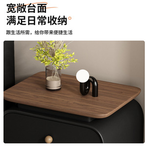 Solid Wood Nightstand With Wooden <b>Top</b> Two Drawers Assembled Bedroom Storage Furniture For Small Spaces - Product Image 4