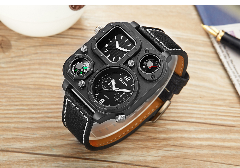 OULM 1169 Oversize Square Watch Men's Quartz Analog Clock