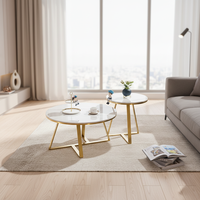 Ensemble de table basse moderne de luxe blanche avec plateau en pierre frittée et pieds en acier inoxydable pour le mobilier de salon