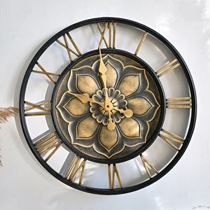 HOME Rustic Style Black Golden Color Still Life Design <b>Metal</b> Hanging Quartz Battery Powered Wall Decor <b>Clock</b> for Living Room - Product Image 5