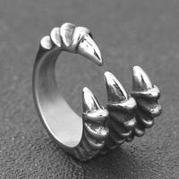 Bague en acier inoxydable avec croc de vampire, style punk, pour homme, bijou hip-hop cosplay, idéal comme cadeau pour elle